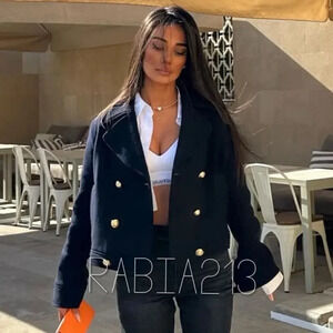 Zara Black Double-Breasted Jacket